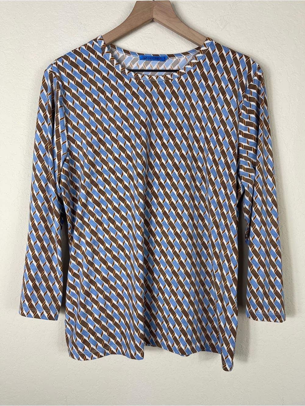 J. McLaughlin Printed Long Sleeve Tee Shirt Size XL